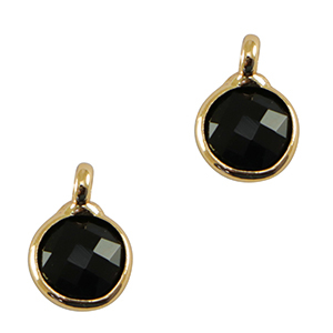 Colgantes de cristal 7mm Negro-dorado