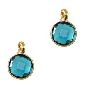 Colgantes de cristal 7mm Azul-dorado