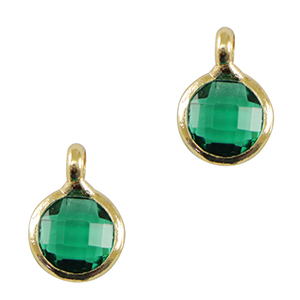 Colgantes de cristal 7mm Verde-dorado