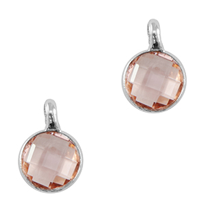Colgantes de cristal 7mm Rosa claro-plateado