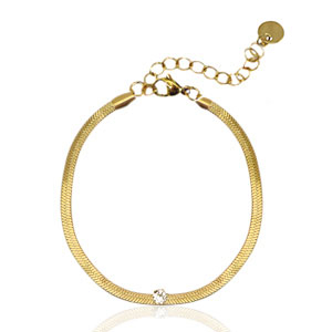 Pulseras Acero Inox de serpiente cristal Dorado-cristal