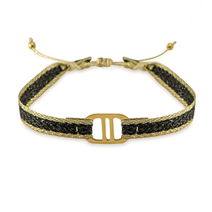 Pulseras Trendy Cinta con entrepieza Acero Inox Negro-dorado