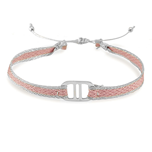 Pulseras Trendy Cinta con entrepieza Acero Inox Rosa claro-plateado
