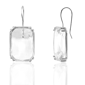 Pendientes de Cristal rect&aacute;ngulo Cristal-plateado