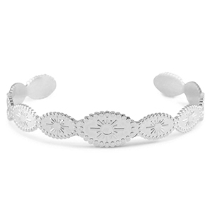 Pulseras Acero Inox bangle sol Plateado