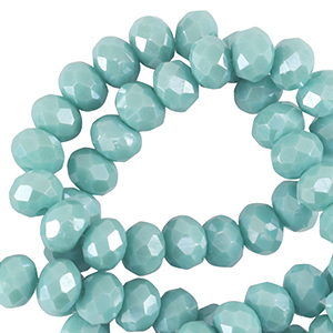 Abalorios faceteados disco 8x6mm Azul cerceta claro-revestimiento pearl shine