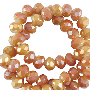 Abalorios faceteados disco 4x3mm Naranja brillante-revestimiento pearl shine