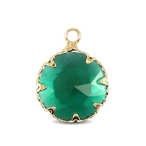 Colgantes de cristal 13mm Verde cl&aacute;sico-dorado