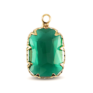 Colgantes de cristal rect&aacute;ngulo Verde cl&aacute;sico-dorado