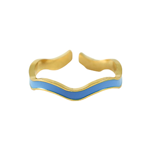 Anillos Acero Inox Dorado-azul