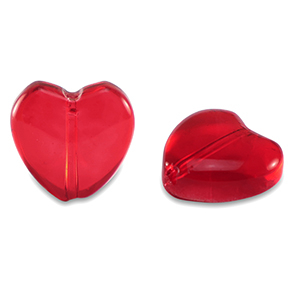 Abalorios de cristal corazon Roja