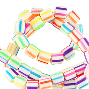 Abalorios de pol&iacute;meros 6mm Blanco-multicolor