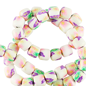 Abalorios de pol&iacute;meros 6mm Blanco-multicolor