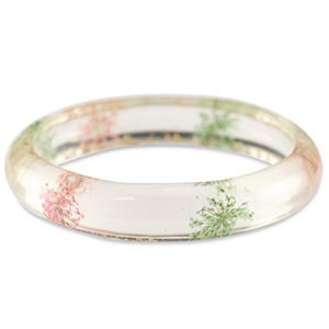 Pulseras Trendy con flores secas Rosa claro verde-dorado