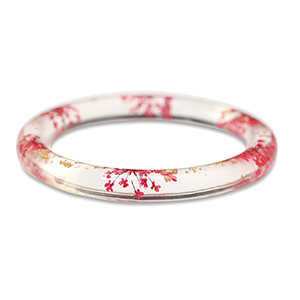 Pulseras Trendy con flores secas Rojo ruibarbo-dorado