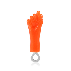 Colgantes de resina "Mano Fico" Naranja ne&oacute;n-plateado