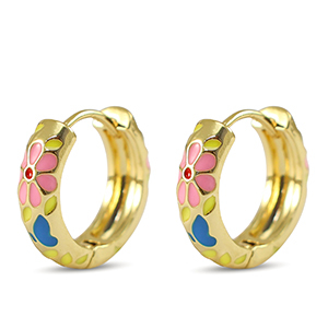 Metal TQ lat&oacute;n criolla esmalte flor Dorado-rosa amarillo