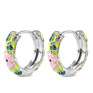 Metal TQ lat&oacute;n criolla esmalte flor Plateado-rosa amarillo