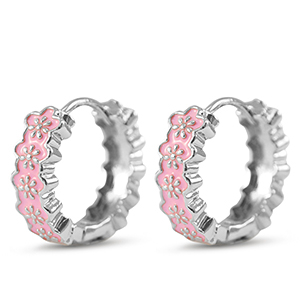 Metal TQ lat&oacute;n criolla esmalte flor Plateado-rosa