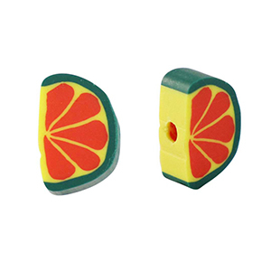 Abalorios de pol&iacute;meros fruta Verde-rojo