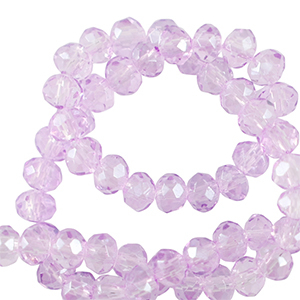 Abalorios faceteados disco 4x3mm P&uacute;rpura orqu&iacute;dea claro