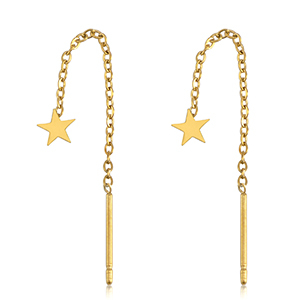 Pendientes Acero Inox estrella Dorado