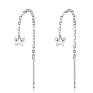Pendientes Acero Inox mariposa Plateado