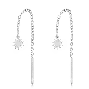 Pendientes Acero Inox sol Plateado