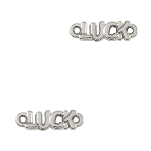 Colgantes met&aacute;licos DQ entrepieza "LUCK" Plata vieja (sin n&iacute;quel)