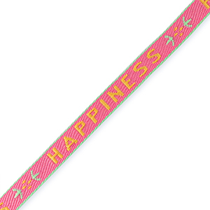 Cinta con texto "happiness" Naranja-magenta