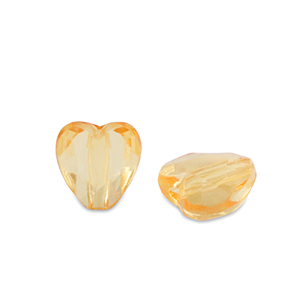 Abalorios acr&iacute;licos coraz&oacute;n Amarillo spectra transparente