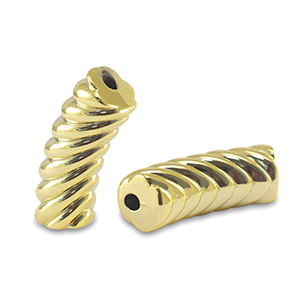 Abalorios acr&iacute;licos tubo espiral Dorado