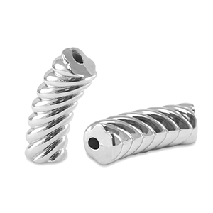 Abalorios acr&iacute;licos tubo espiral Plateado