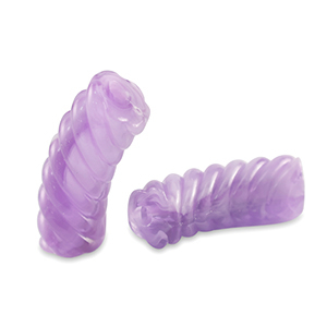 Abalorios acr&iacute;licos tubo espiral P&uacute;rpura transparente