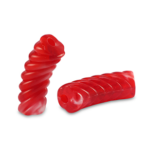Abalorios acr&iacute;licos tubo espiral Rojo transparente