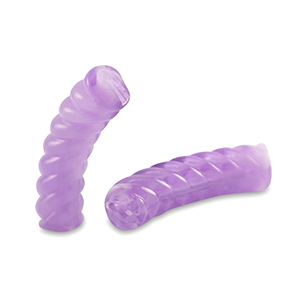 Abalorios acr&iacute;licos tubo espiral P&uacute;rpura transparente