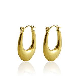 Pendientes Acero Inox criolla ovalado Dorado