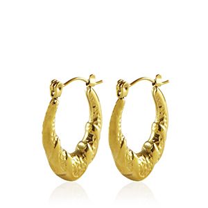 Pendientes Acero Inox criolla ovalado Dorado