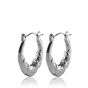 Pendientes Acero Inox criolla ovalado Plateado