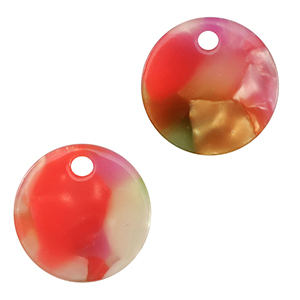 Colgantes de resina 12mm Multicolor rosa-verde