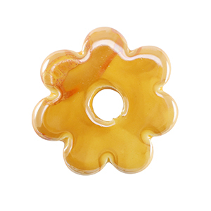 Abalorios de cer&aacute;mica griega DQ flor Amarillo c&aacute;lido