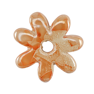 Abalorios de cer&aacute;mica griega DQ flor Naranja