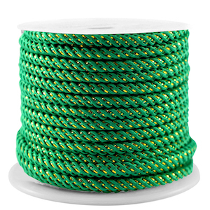 Cord&oacute;n trendy 3mm Verde esmeralda-dorado