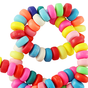 Abalorios de pol&iacute;meros rondeles 7mm Multicolor