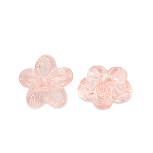 Abalorios acr&iacute;licos flor Transparente rosa salm&oacute;n