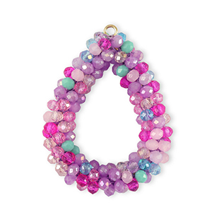 Colgantes faceteados gota Multicolor p&uacute;rpura-magenta