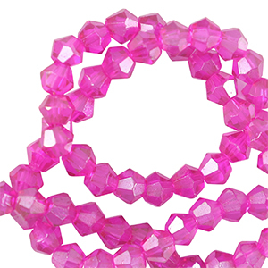 Abalorios faceteados bicono 4mm Rosa ne&oacute;n