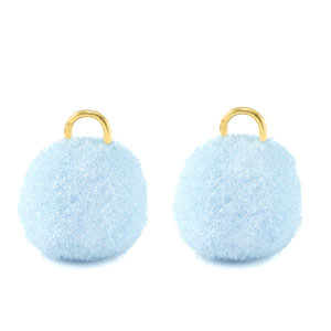 colgantes pomp&oacute;n con anilla 10mm Dorado-azul carolina