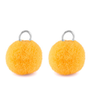colgantes pomp&oacute;n con anilla 10mm Plateado-amarillo spectra