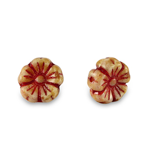 Abalorios Checos flor 7mm Rojo-marr&oacute;n almendra